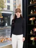 Cárdigan con cremallera y cuello alto de nuevo estilo, para mujer, de manga larga, corte ajustado y favorecedor, adecuado para primavera y otoño, forro polar, versátil, color liso, sudadera casual