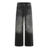 Jeans de Mezclilla Cruda Negra Estilo Americano 11Kn para Hombres y Mujeres, Lavado Vintage Desgastado, Pantalones Holgados Casuales Rectos de Pierna Ancha con Bigotes