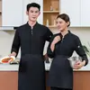 Ropa de Trabajo de Chef de una Sola Fila con Tres Hebillas Plateadas Manga Larga Talla Grande Ropa de Trabajo de Cocina Trasera de Hotel Ropa de Chef