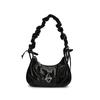 Bolsa de Dumpling Plissada Feminina 2025 Primavera Nova Estilo Coreano Moda High-end Bolsa de Ombro Nicho Simples Casual Bolsa Feminina