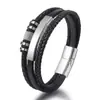 Nuevos Productos Transfronterizos Moda Europea y Americana Pulseras de Cuero Tejido Unisex Aleación Hebilla Magnética Pulsera Joyería Lista para la Venta