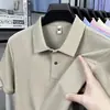Camiseta de Manga Corta 100% Algodón Puro para Hombre, Mismo Estilo que la del Mostrador, Nuevo Estilo de Verano, Camisa Polo de Color Sólido de Alta Gama, Ropa para Hombre de Manga Media