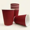 Copo de café canelado espessado isolante térmico anti-escaldante embalagem para indústria de catering comercial delivery copo de papel descartável biodegradável