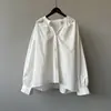 Camisa de algodón puro estilo japonés Nakashan Tongshu con cuello en V para mujer, top chic de otoño y maduro para commuting con manga larga 82583