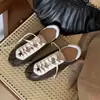 Versión de piel de oveja de las súper populares zapatillas de entrenamiento alemanas estilo ballet, zapatillas blancas con cordones para mujer, versátiles, transpirables, casuales, de suela blanda, estilo Forrest Gump