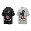 6106 Calle Americana 2025 Verano Diseño Estampado de Perro Sentido Hombres Suelta Gama Alta Cuello Redondo Manga Corta Camiseta