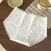 Bragas de Algodón Transpirables de Cintura Media Sin Costuras con Estampado Floral Fresco y Entrepierna Antibacteriana de Seda para Niñas