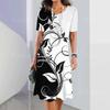 Novo Vestido Feminino 2024 Estampa de Borboletas e Floral Vestido Elegante de Comprimento Médio Vestido Feminino