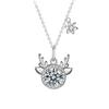 Collar de Ciervo de Plata de Ley 925 con Moissanita y Colgante de Ciervo, Astas Delicadas, Accesorios Navideños Transfronterizos al por Mayor