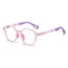 2024 Nueva Moda Transfronteriza Gafas Redondas Anti-luz Azul para Niños y Niñas Montura de Gafas TR90 Costura Simple Lentes Planos