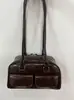 Bolsa de Couro com Cera de Óleo Estilo Xuyunzhen da Coreia do Sul Bolsa de Bowling com Múltiplos Bolsos com Aba Bolsa de Axila para o Dia a Dia Bolsa de Ombro