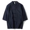 Verão Estilo Chinês Roupas Masculinas Estilo Chinês Casaco Tang Algodão e Linho Camisa de manga curta Camisa de meia manga Vintage Camisa de linho Top Masculino