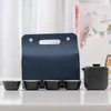 Conjunto de Chá de Viagem em Cerâmica Preta Cerâmica Doméstica Portátil Estilo Japonês Conjunto de Chá Gongfu para Exterior Presente Empresarial