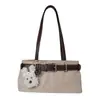 Bolso de Hombro Tipo Baguette Vintage de Bloques de Color para Mujer con Hebilla de Cinturón, Bolso de Hombro, Textura Única, Bolso de Hombro Sencillo para el Día a Día