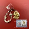 Llavero de tela con logo de empresa personalizado Cadena para teléfono móvil Angela Lámina de oro puro Oro 999 Regalo de aniversario