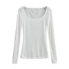 Camiseta de Manga Longa Misturada com Tencel Estilo Americano Verão 2024 Feminina Fina Slim-fit Emagrecedora Blusa Top para Ar Condicionado