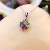 Venta al por mayor de fábrica Popular Colgante de Turmalina Natural con Incrustaciones de Plata S925 Piedra Principal 4*4 Joyería de Lujo Venta Directa de Fábrica