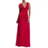 Vestido de Verano Nuevo Estilo de Moda con Escote Bardot sin Mangas que Ceñe la Cintura, Vestido Largo Sexy Liso con Pliegues y Cinta en Color Rojo Rosa al por Mayor
