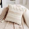 Funda de almohada decorativa de estilo étnico, color blanco cremoso, estilo bohemio marroquí, para sala de estar, sofá, ventanal, almohada de cintura