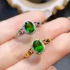 Venta al por mayor de fábrica Popular Anillo de Diopsida Natural Plata S925 Incrustado con Piedra Principal 5*7 Joyería de Lujo Venta Directa de Fábrica