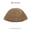 Sombrero de pescador con borde de bloqueo estilo coreano para hombre, gorro de lavabo de punto moderno para otoño e invierno, gorro de lana negro pequeño para hombre.