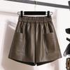 Moda Feminina Plus Size 2024 Menina Cheinha Outono Novo Cintura Alta Silhueta Pera Slim A Perna Larga Calças Curtas de Couro PU Botas