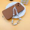 Corrente de celular branca de acrílico com contas estilo ins japonês e coreano Acessórios de borboleta com coração Lanyard de pulso atacado