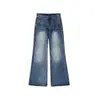 Calça Jeans Flare Retrô Estilo Americano Plus Size para Mulheres, Primavera e Outono, Caimento Solto, Emagrecimento, Cintura Alta, Perna Reta, Perna Larga, Calça Comprida