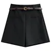 Shorts de traje sueltos de cintura alta para mujer, nueva colección primavera/verano 2026, versátiles para el trabajo, talla petite, pantalones de pierna ancha de línea A de alta gama