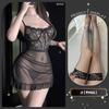 Lencería Sexy con Ribete de Encaje, Con Aros, Camisola Fruncida, Camisón Transparente Estilo Europeo y Americano, Nuevo Conjunto Qqny