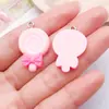 Accesorios de Resina para Manualidades de Dibujos Animados Joyería Rosa Crema Piruleta Pastel Oso Colgante Collar Pendientes Colgante para Llaves