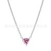 Panjia Nuevo Collar de Cadena Clavicular con Colgante de Corazón Halo Brillante Plateado Nuevo Traje Transfronterizo de Collar de Gema y Aretes