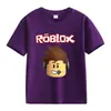 Roupa Infantil Transfronteiriça ROBLOX Camiseta para Meninos e Meninas Verão Europeu e Americano Camiseta de Algodão de Manga Curta Jaqueta de Manga Curta para Homens e Mulheres de Comércio Exterior