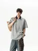 Camiseta de Manga Corta con Bloques de Color y Media Cremallera para Hombre y Mujer, Diseño Cosido a Mano Estilo Americano, Estilo Universitario de Verano