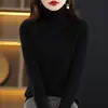 Suéter Básico de Cuello Alto de Manga Larga con Aberturas Ajustado al Cuerpo para Mujer Color Sólido Adelgazante Corto Cálido Suéter Interior Top para Mujer