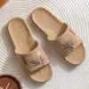 Zapatillas chinas de primavera y verano, todo lino, para interior, mujer, antideslizantes, de verano, para oficina, pareja, sandalias de suelo para hombre