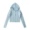 Cardigan con Capucha de Punto Trenzado Estilo Nuevo Primavera y Otoño 2026 para Mujer, Conjunto de Suéter de Color Sólido Estilo Retro Americano + Shorts de Cintura Alta