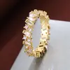 Venta Caliente Transfronteriza Moda Versátil Estilo Europeo y Americano Anillo Personalidad Cuadrado Irregular Banda de Anillo Pavimentada con Circonita Joyería