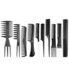 Explosiones transfronterizas de fábrica set de peines para peluquería juego de diez piezas peine para peinar peine de cola puntiaguda salón de peluquería corte de pelo peine de plástico negro