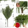 Venda Quente Transfronteiriça Pinheiro de Norfolk Folhas de Pinheiro Artificiais de Borracha Macia Planta Verde Galhos de Pinheiro Falsos para Decoração de Casa de Natal