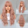 Cross-border TikTok Rosa Castanho Longo Cabelo Cacheado Peruca Mulheres Big Wave Natural Capa de Cabeça Completa para Uso Diário em Festas