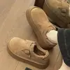 Sapatos de Algodão Femininos Inverno Plus Veludo Sapatos Birkenstock 2026 Novos Sapatos de Pelo Slip-on Botas de Neve com Solado Grosso Mocassins