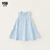 Ropa para Niñas Yingsibo, Vestido de Verano Línea A con Lazo, Vestido de Algodón Estilo Coreano para Niñas