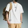 Camiseta de Manga Corta Nueva para Hombre, Estilo Americano Moderno Japonés y Coreano, de Verano, Moderna, Vanguardista, Elegante, Cuello Redondo, Versátil, Top de Algodón para Hombre