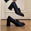 Zapatos Mary Jane Retro Franceses para Mujer 2026 Estilo Nuevo Tacón Grueso Suela Gruesa Zapatos Pequeños de Piel Slip-On Zapatos Negros de Tacón Alto para el Trabajo