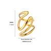 Anillo de Acero Inoxidable con Línea Geométrica, No se Desvanece, Diseño de Apertura Ajustable para Mujer, Joyería de Mano Transfronteriza Europea y Americana
