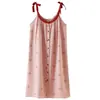Nueva Bata de Noche de Algodón Puro para Mujer, Estilo Retro Palacio Primavera y Verano con Tirantes, Holgada, Informal, Cómoda, Estilo Delgado Ropa de Casa