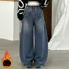 Pantalones Vaqueros de Otoño e Invierno para Niñas 2026 Nuevo Estilo Moda Chica Estilo Coreano Niños Talla Mediana y Grande Forro Polar Bolsillo con Solapa Pierna Recta