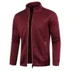 Jaqueta Masculina de Cor Sólida Outono Inverno Zíper Longo Manga Tricotada Forro de Lã Fina Top Tendência Casaco Suéter Tamanho Plus Masculino