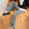 Novedad Primavera y Otoño 2026 Pantalones Acampanados con Lazo para Bebé Niña Borde con Volantes Diseño Versátil Leggings Pantalones para Niñas de Moda